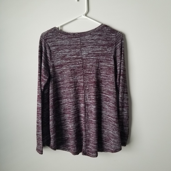 Aerie V Neck Long Sleeve Marled Maroon Flowy Top Size M - Picture 4 of 10
